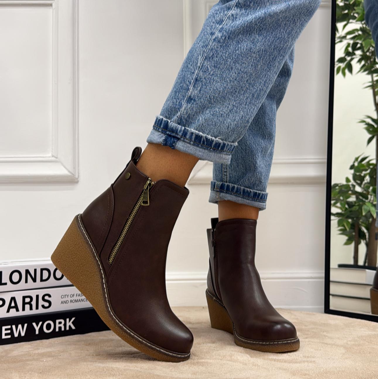 Nadia - Stivaletti Bassi Casual Comodo Marrone
