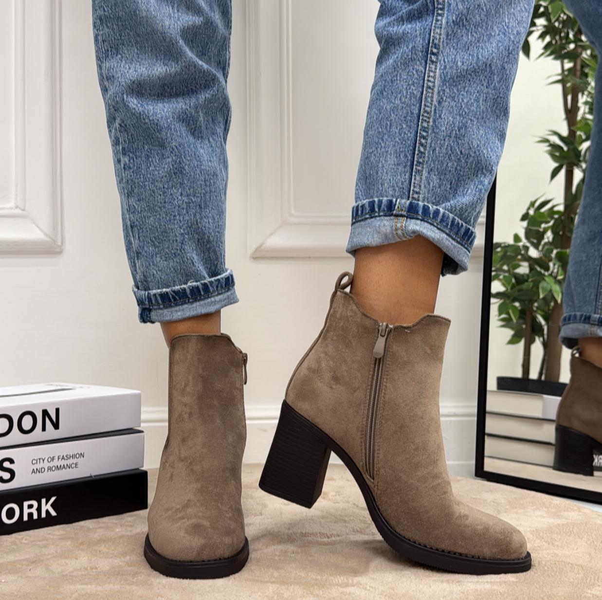 Ramona - Stivaletto Donna Scarpa Punta Casual Comodo Khaki