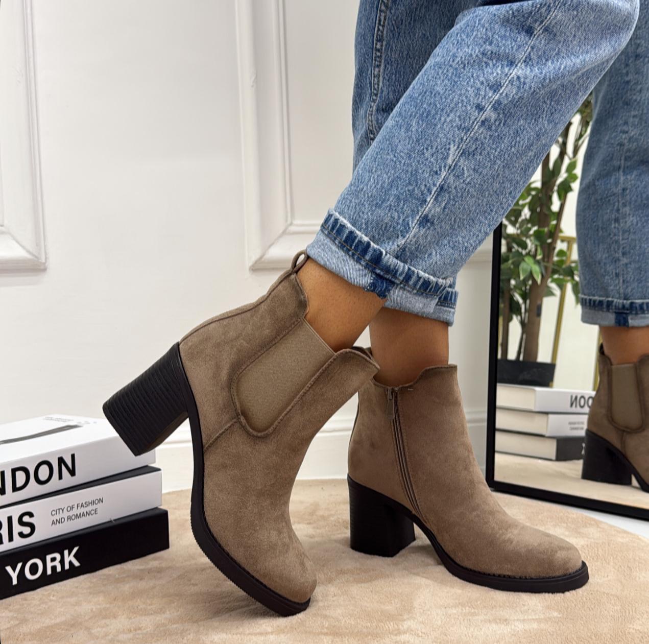 Ramona - Stivaletto Donna Scarpa Punta Casual Comodo Khaki