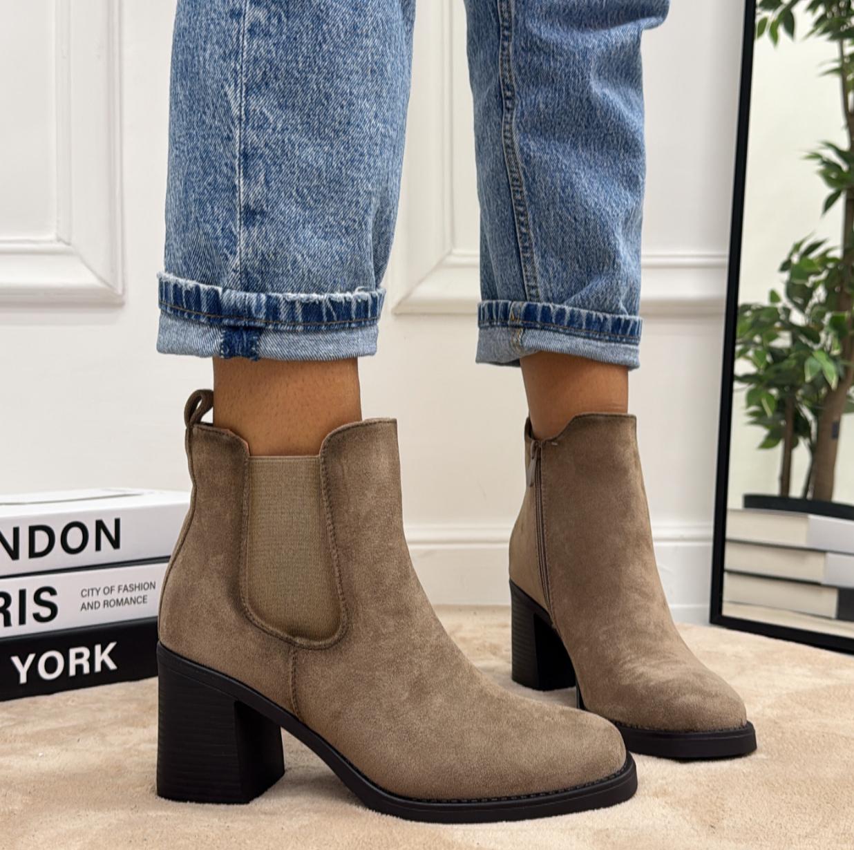 Ramona - Stivaletto Donna Scarpa Punta Casual Comodo Khaki
