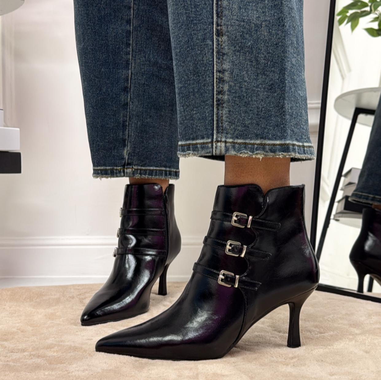 Ginny - Stivaletto Donna Tacco Punta Comodo Nero