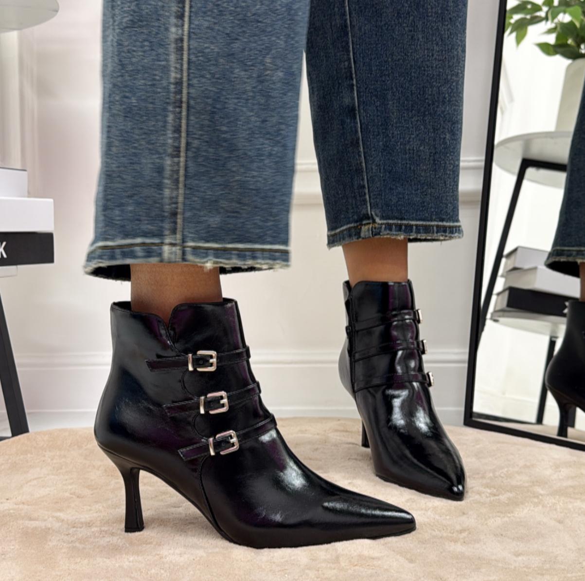 Ginny - Stivaletto Donna Tacco Punta Comodo Nero