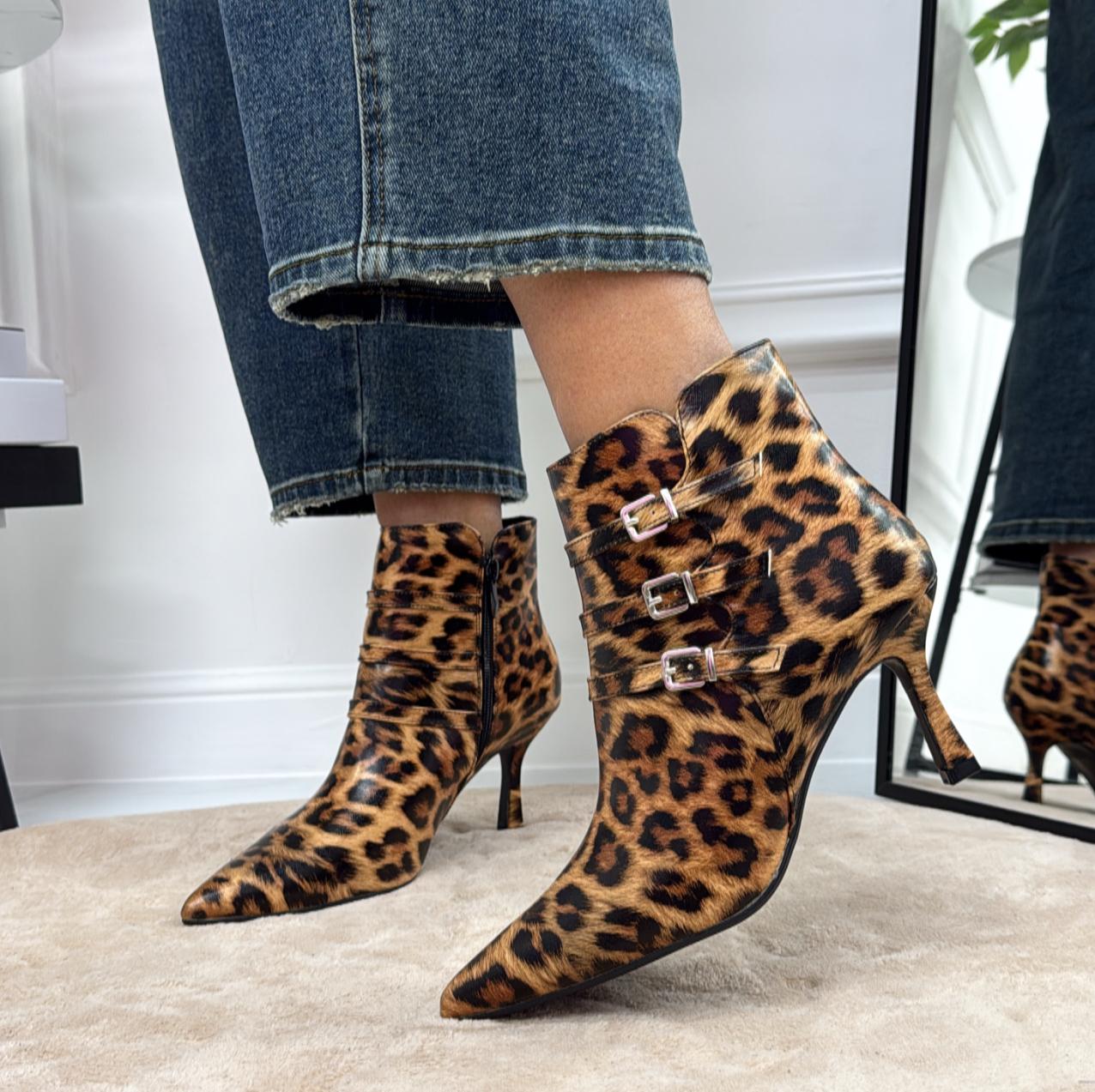 Ginny -  Stivaletto Donna Tacco Punta Comodo Leopardato
