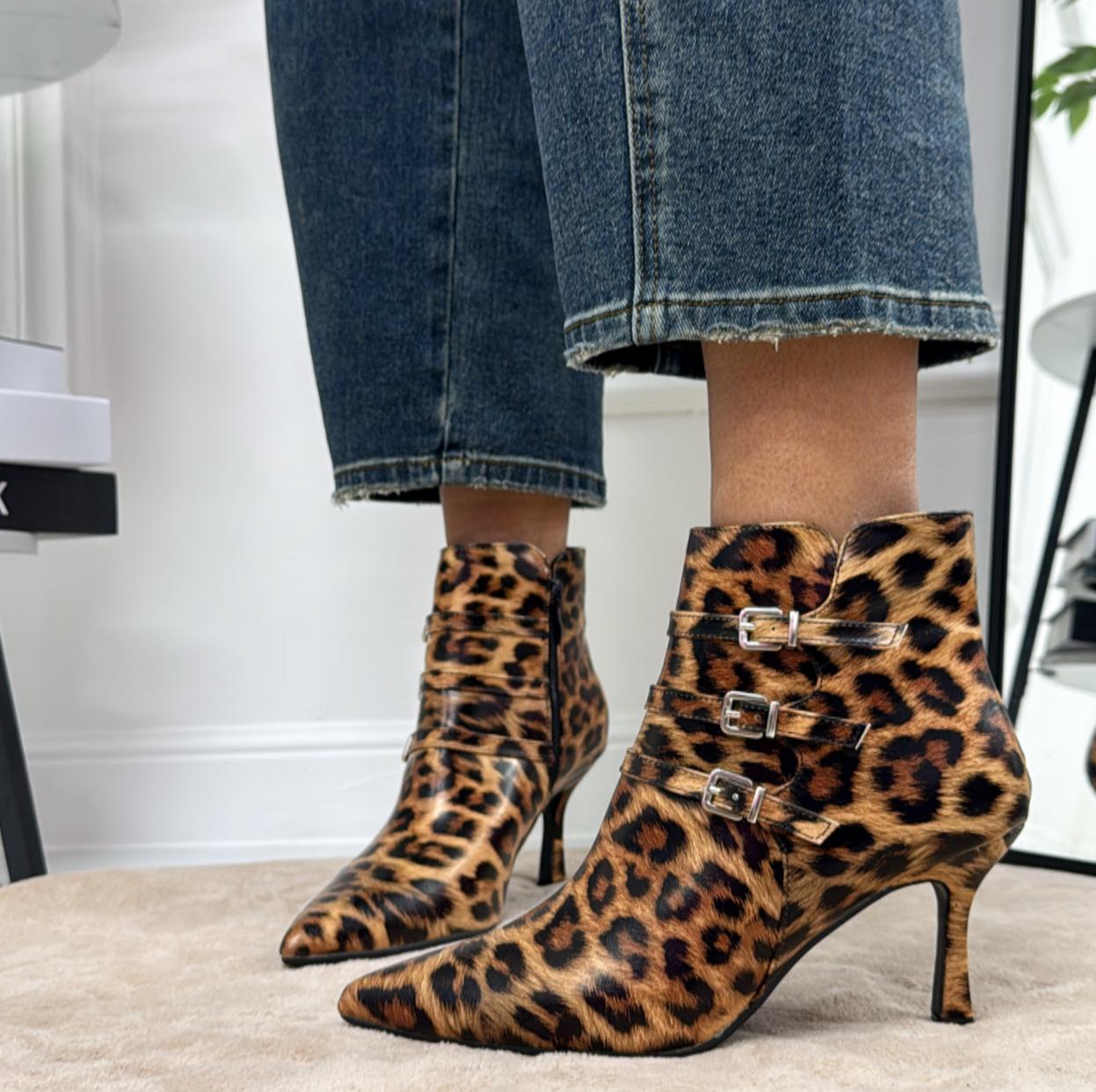 Ginny -  Stivaletto Donna Tacco Punta Comodo Leopardato