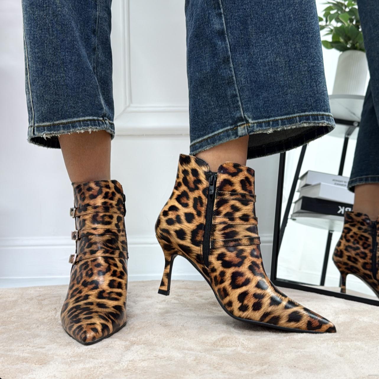 Ginny -  Stivaletto Donna Tacco Punta Comodo Leopardato