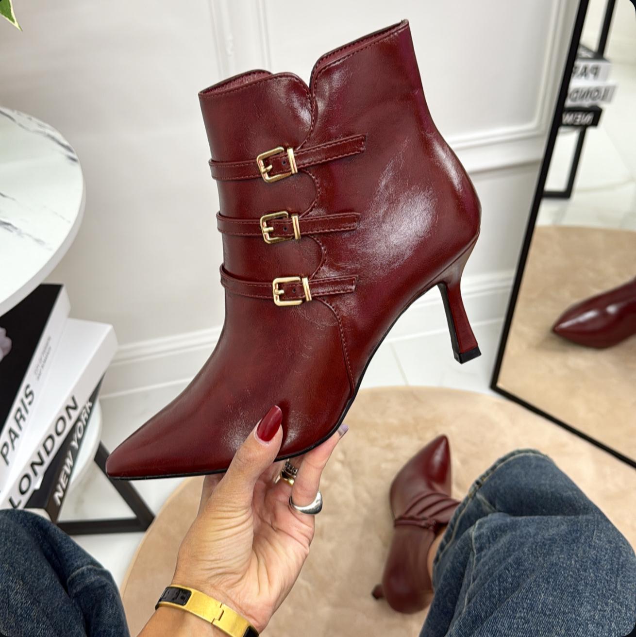 Ginny - Stivaletto Donna Tacco Punta Comodo Bordeaux