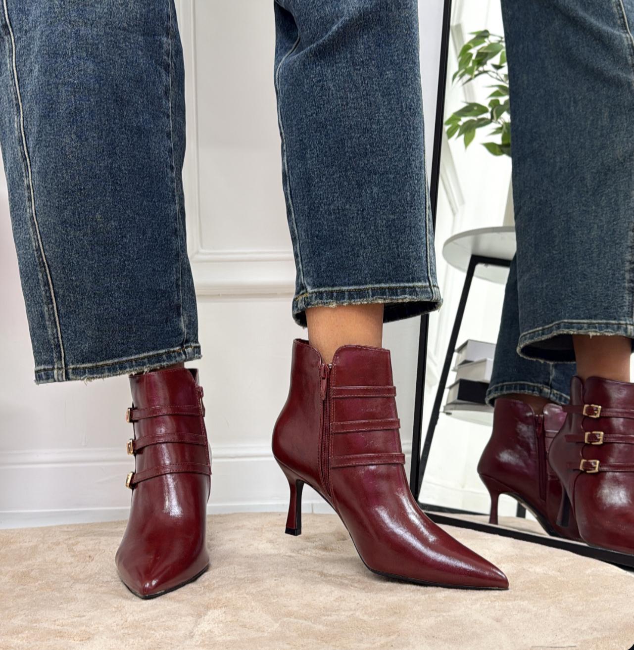 Ginny - Stivaletto Donna Tacco Punta Comodo Bordeaux