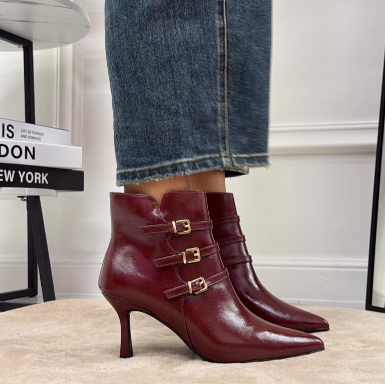 Ginny - Stivaletto Donna Tacco Punta Comodo Bordeaux