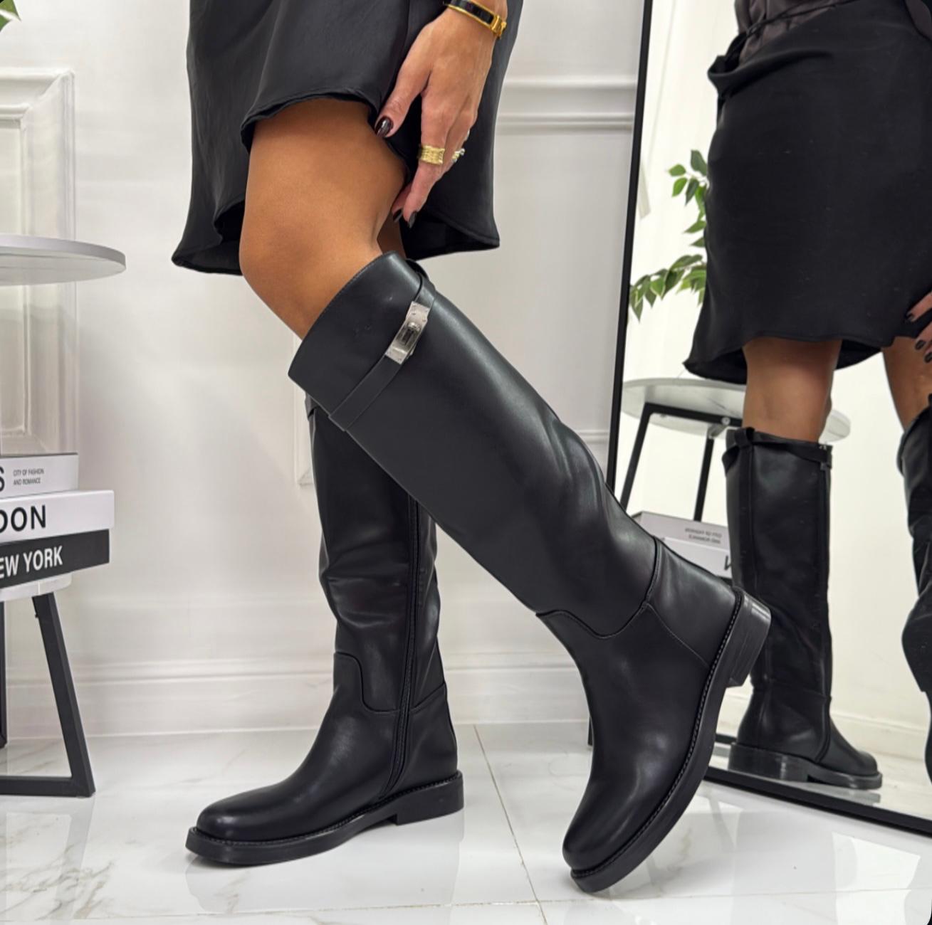 Kendall - Stivale Donna Alto Punta Tonda Donna Nero
