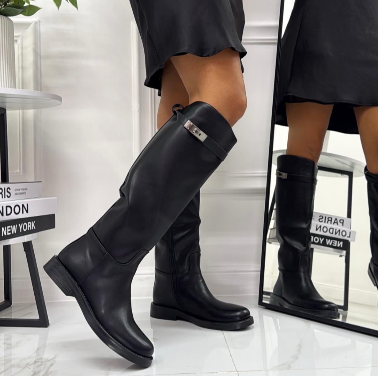 Kendall - Stivale Donna Alto Punta Tonda Donna Nero