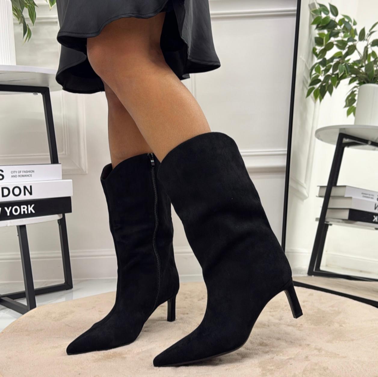 Nabila - Stivale Alto Tacco Donna Nero