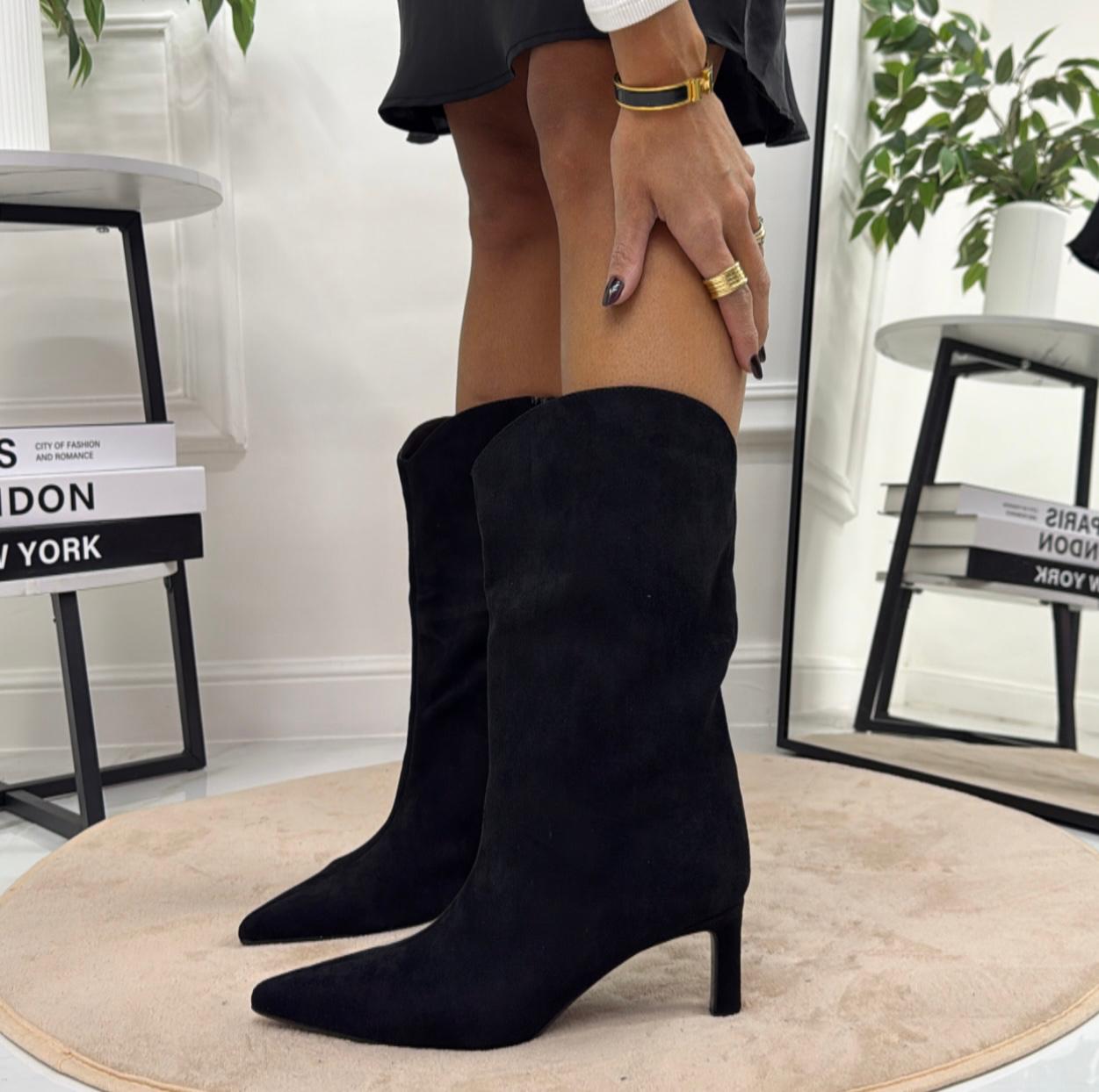 Nabila - Stivale Alto Tacco Donna Nero