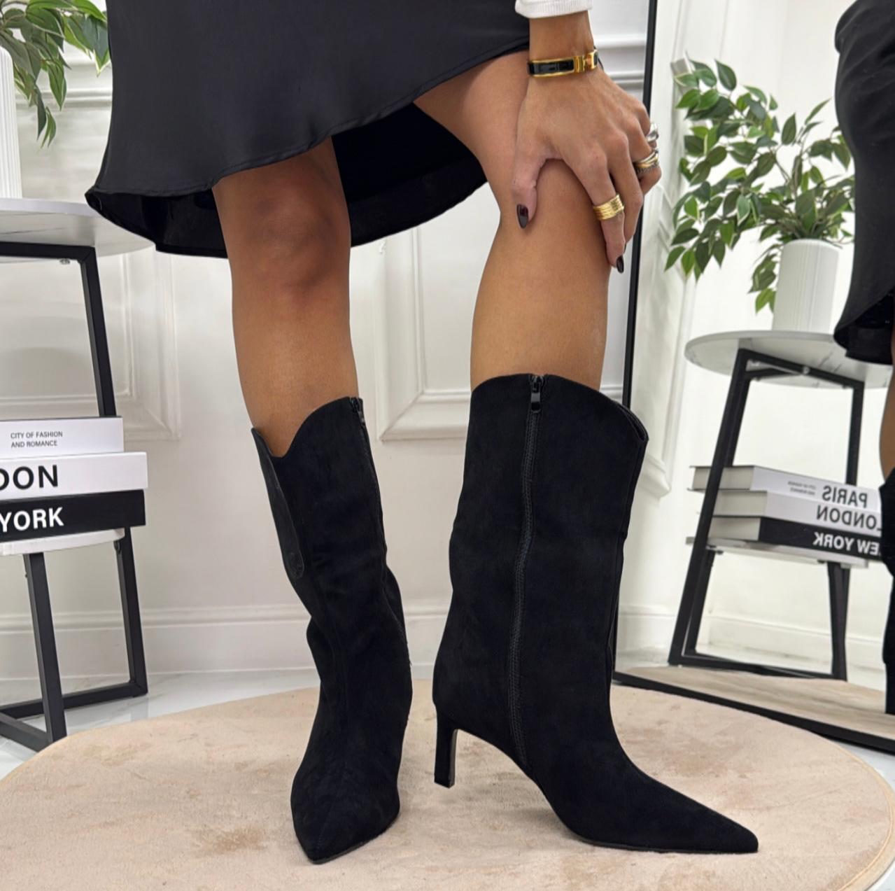 Nabila - Stivale Alto Tacco Donna Nero