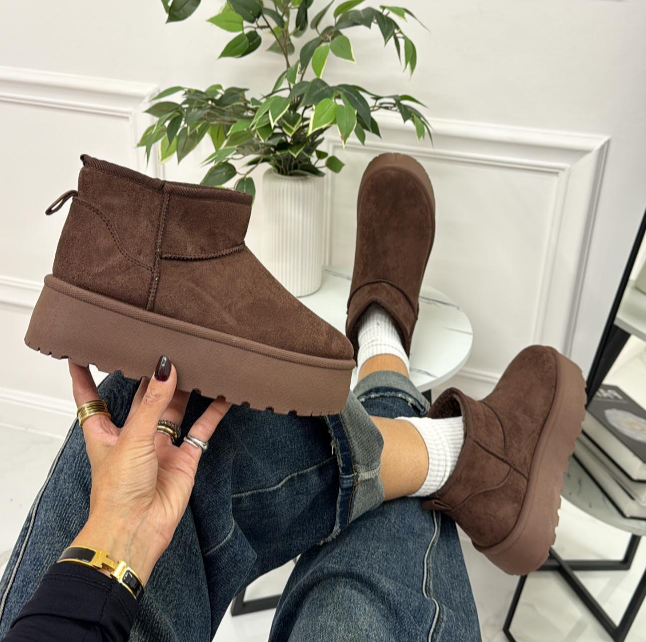 Yumi - Stivaletto Eskimo Boots Gomma Alta Marrone