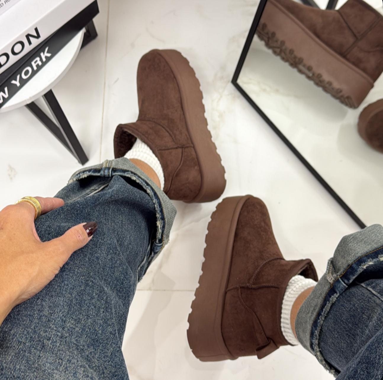Yumi - Stivaletto Eskimo Boots Gomma Alta Marrone