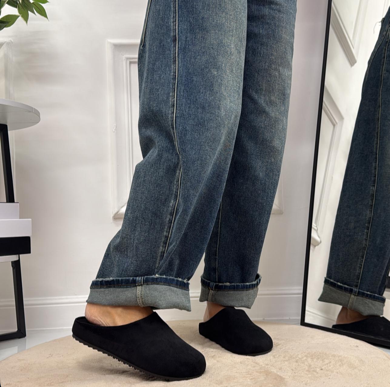 Marina - Scarpa Sabot Mules Donna Flat Tallone Scoperto Nero