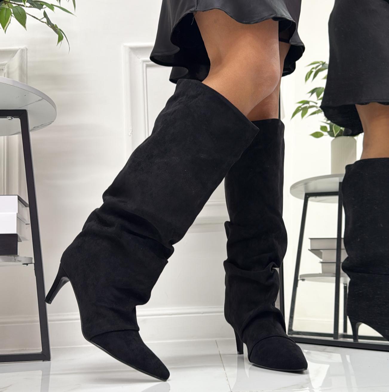 Sohara - Stivale Donna Alto Tacco Punta Casual Elegante Nero