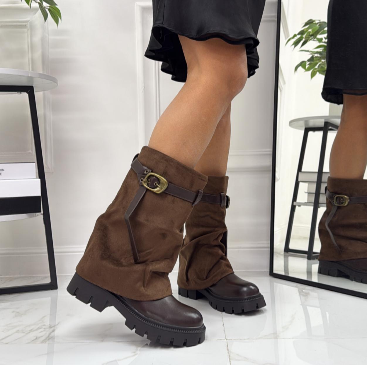 Benny - Stivale Donna Anfibio Alto Marrone