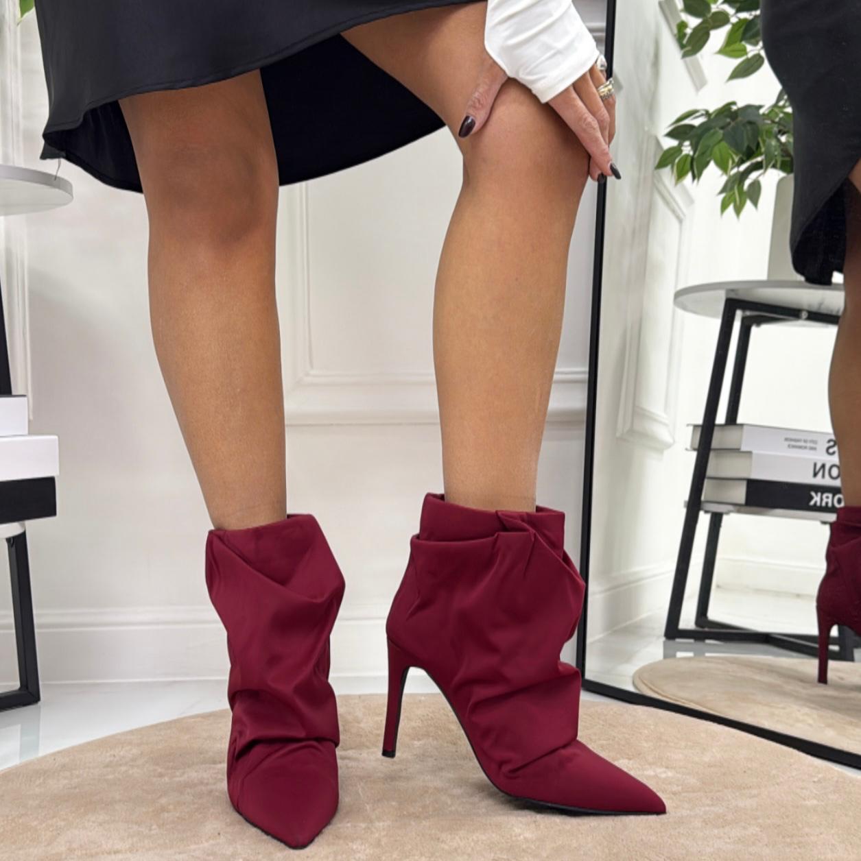Marta - Stivaletti Donna Tacco Basso Punta Bordeaux
