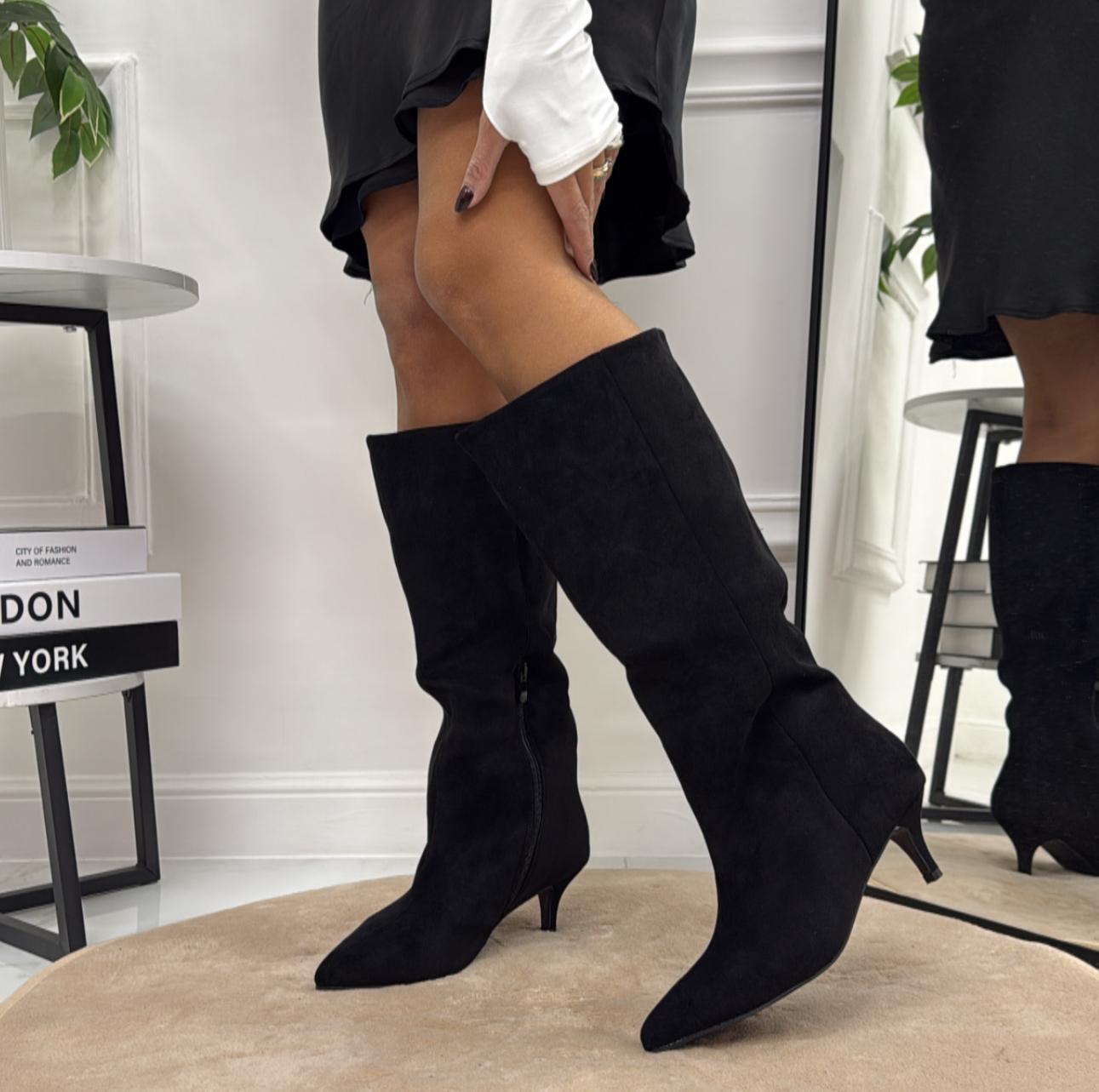 Isadora - Stivale Donna Alto Tacco Punta Casual Elegante Nero