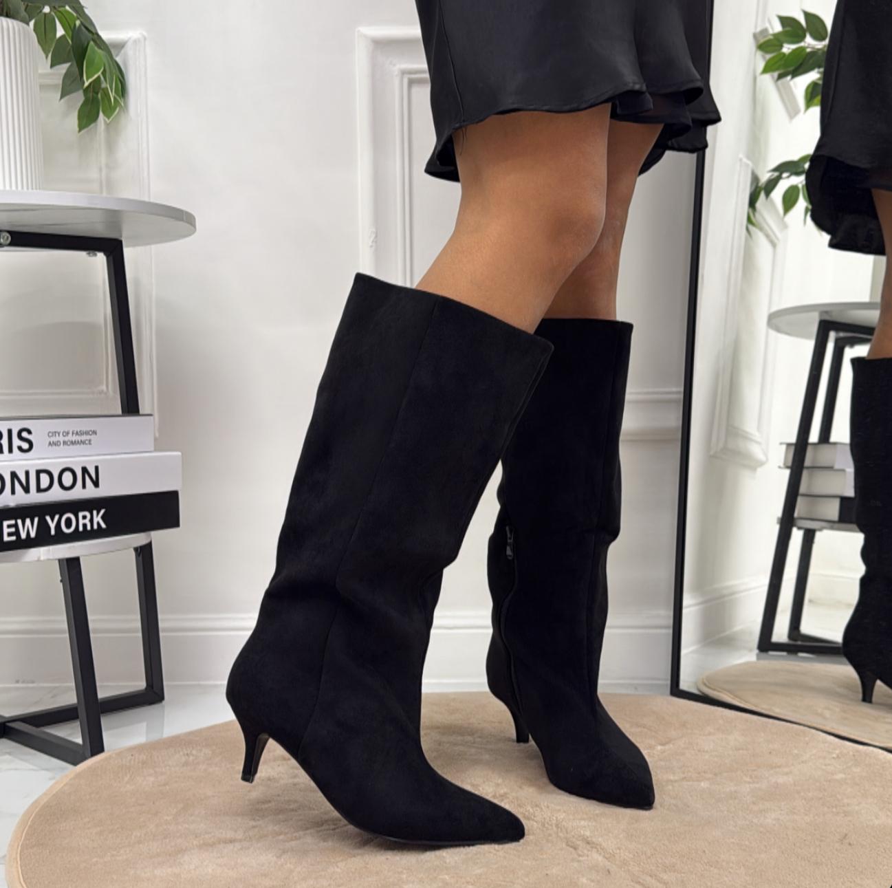 Isadora - Stivale Donna Alto Tacco Punta Casual Elegante Nero