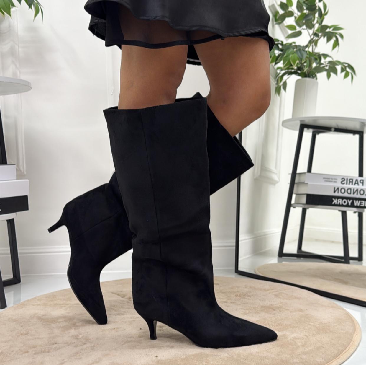 Vanya - Stivale Donna Alto Tacco Punta Casual Elegante Nero