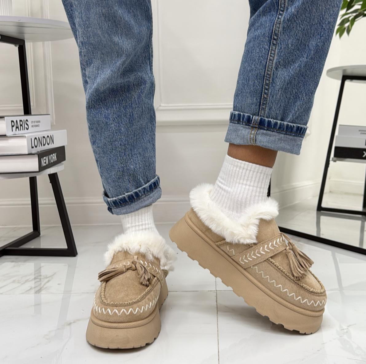 Monique - Stivaletto Eskimo Boots Gomma Alta Beige