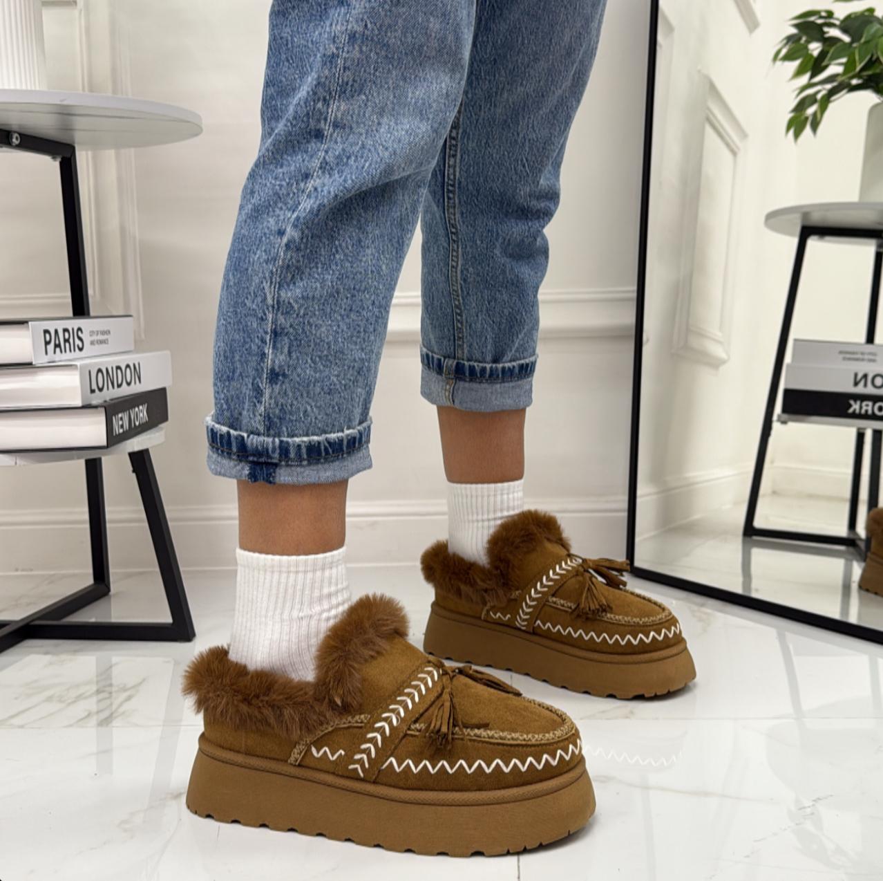 Monique - Stivaletto Eskimo Boots Gomma Alta Cuoio