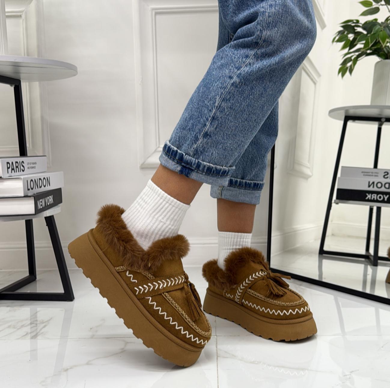 Monique - Stivaletto Eskimo Boots Gomma Alta Cuoio