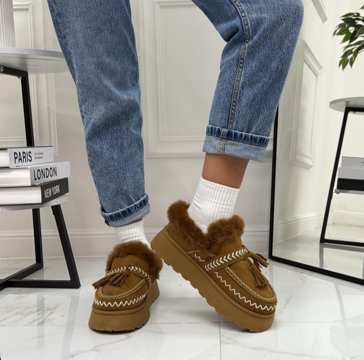 Monique - Stivaletto Eskimo Boots Gomma Alta Cuoio