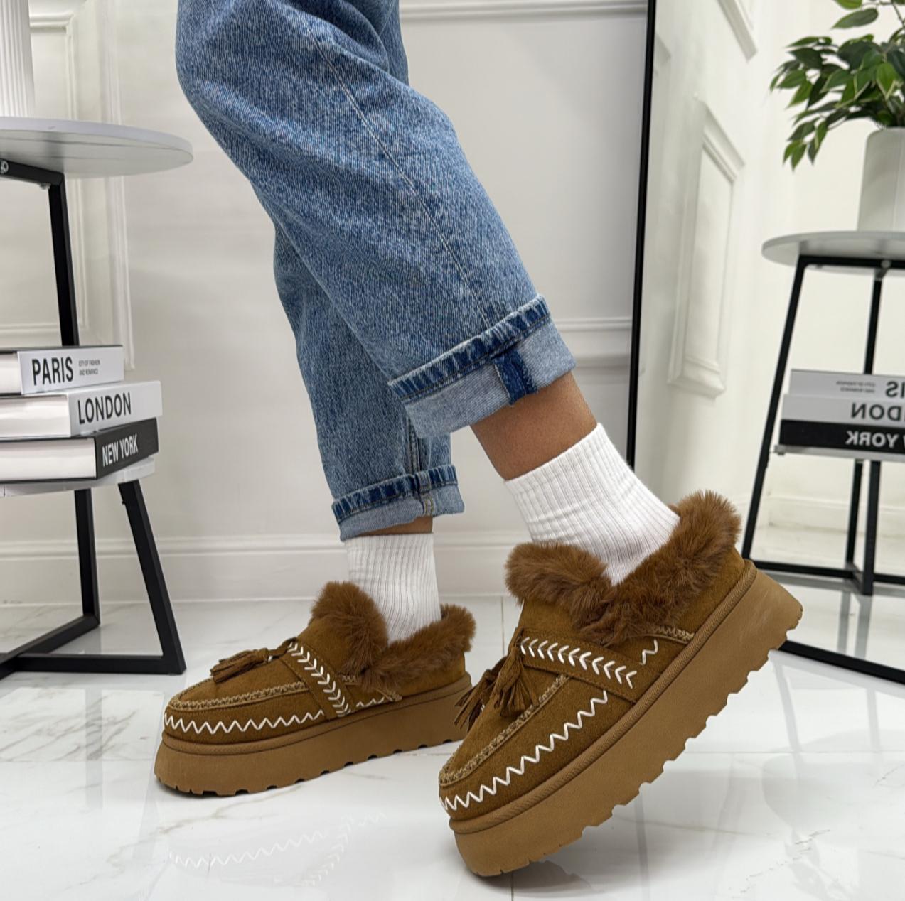 Monique - Stivaletto Eskimo Boots Gomma Alta Cuoio