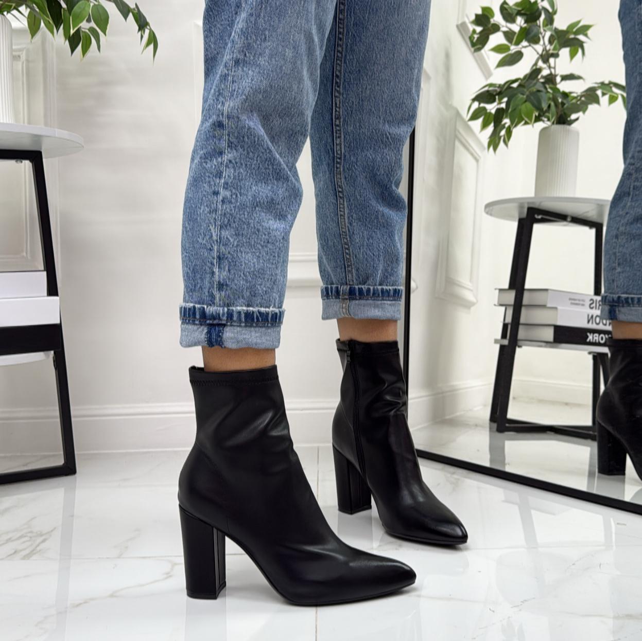 Rielle - Stivaletto Donna Tacco Quadrato Punta Comodo Nero