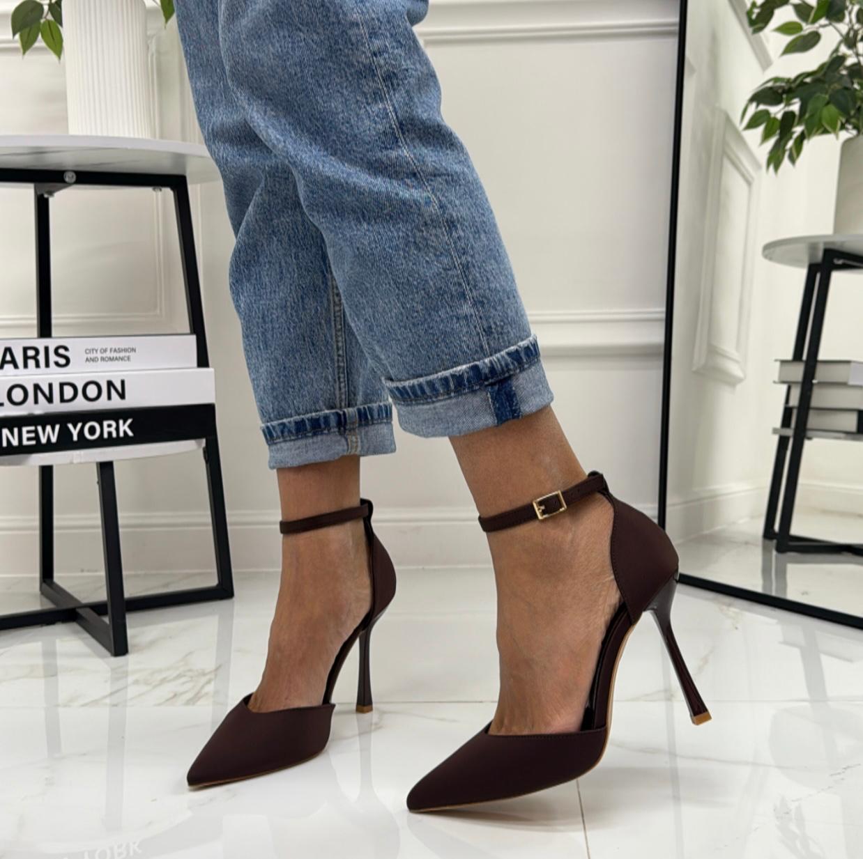 Juliette - Décolleté Donna Tacco Punta Elegante Marrone