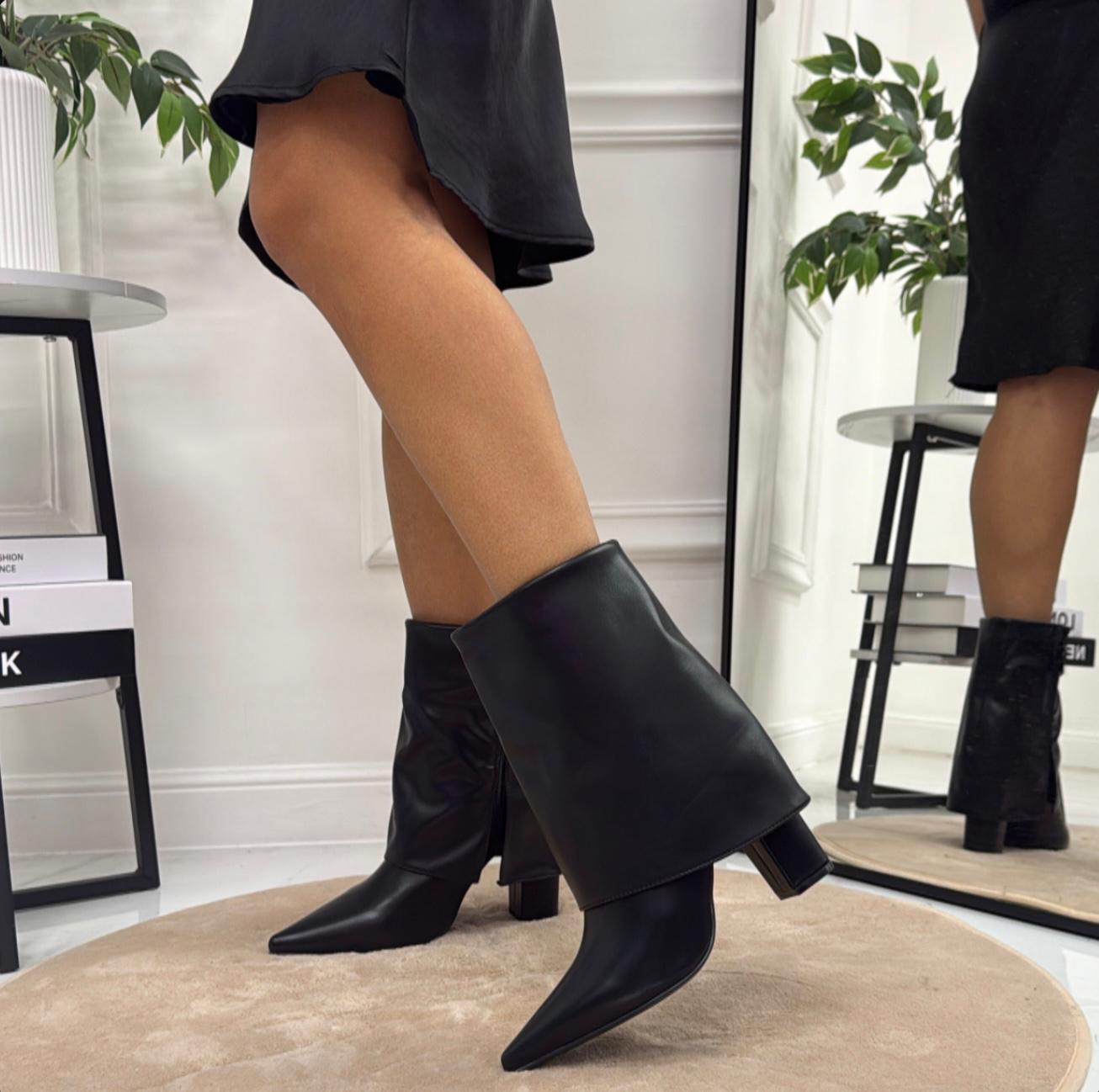 Bèlen - Stivaletto Donna Alto Punta Tonda Nero