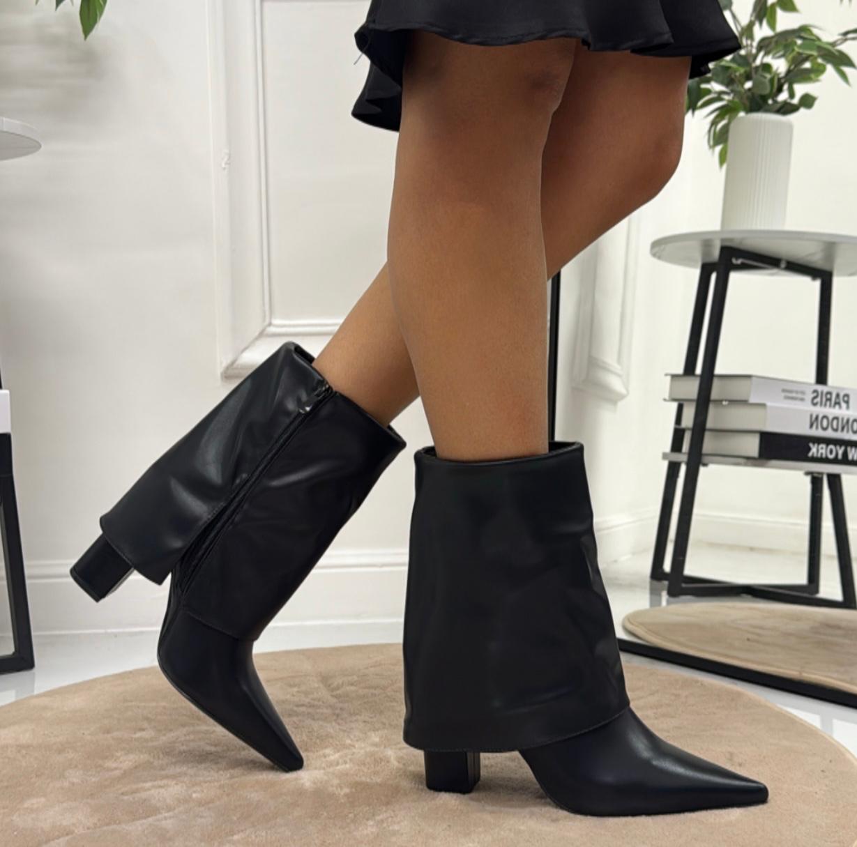 Bèlen - Stivaletto Donna Alto Punta Tonda Nero