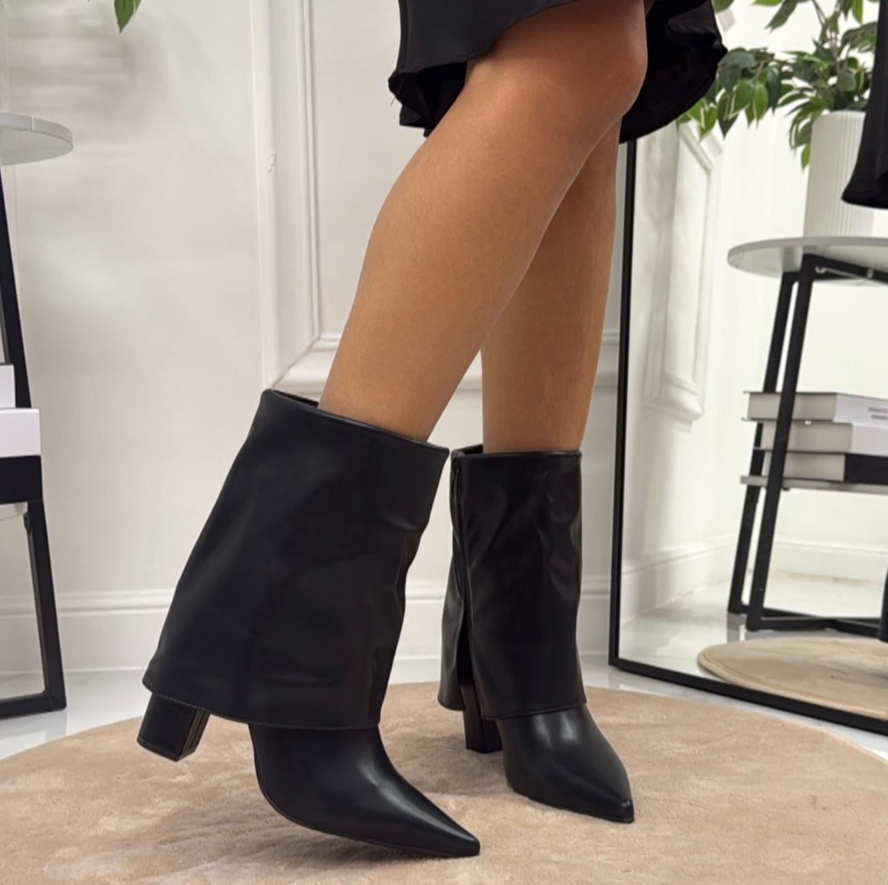 Bèlen - Stivaletto Donna Alto Punta Tonda Nero