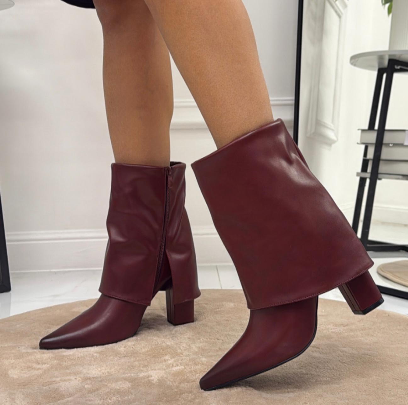 Bèlen - Stivaletto Donna Alto Punta Tonda Bordeaux