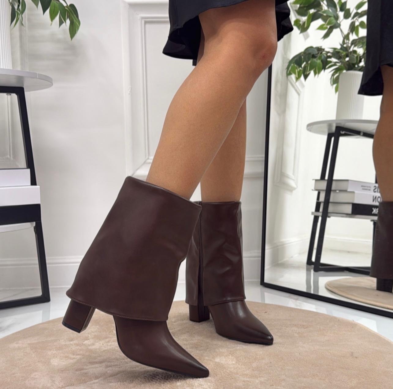 Bèlen - Stivaletto Donna Alto Punta Tonda Marrone