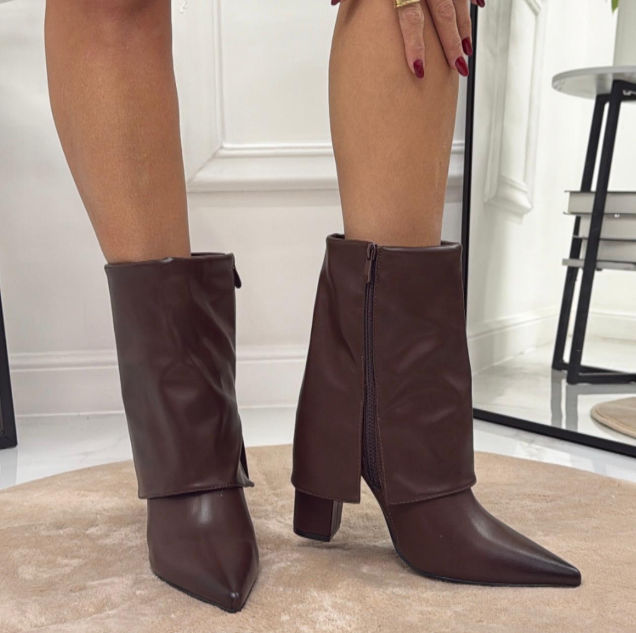 Bèlen - Stivaletto Donna Alto Punta Tonda Marrone