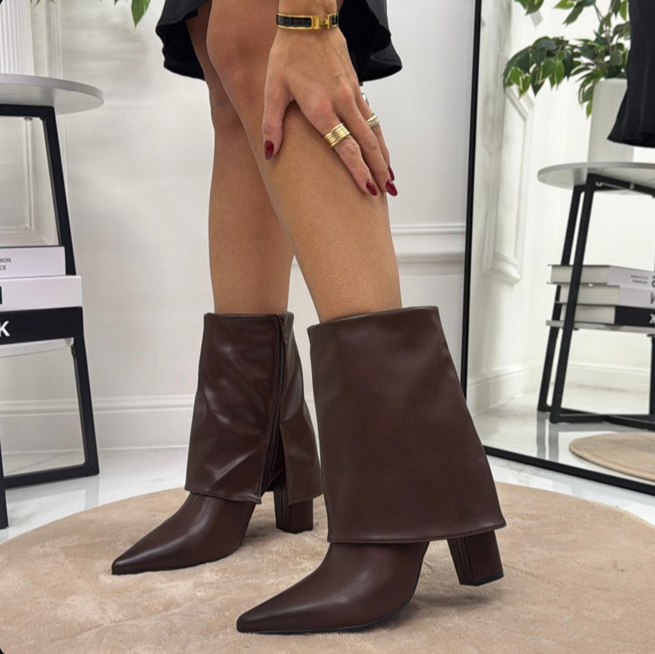 Bèlen - Stivaletto Donna Alto Punta Tonda Marrone