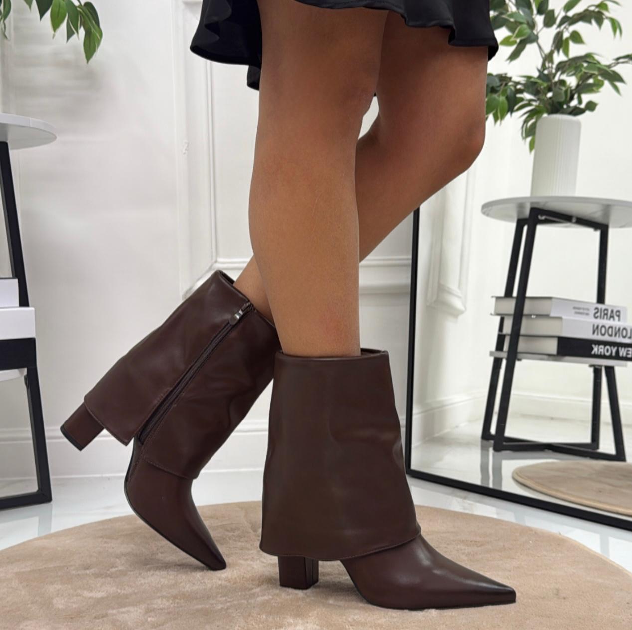 Bèlen - Stivaletto Donna Alto Punta Tonda Marrone