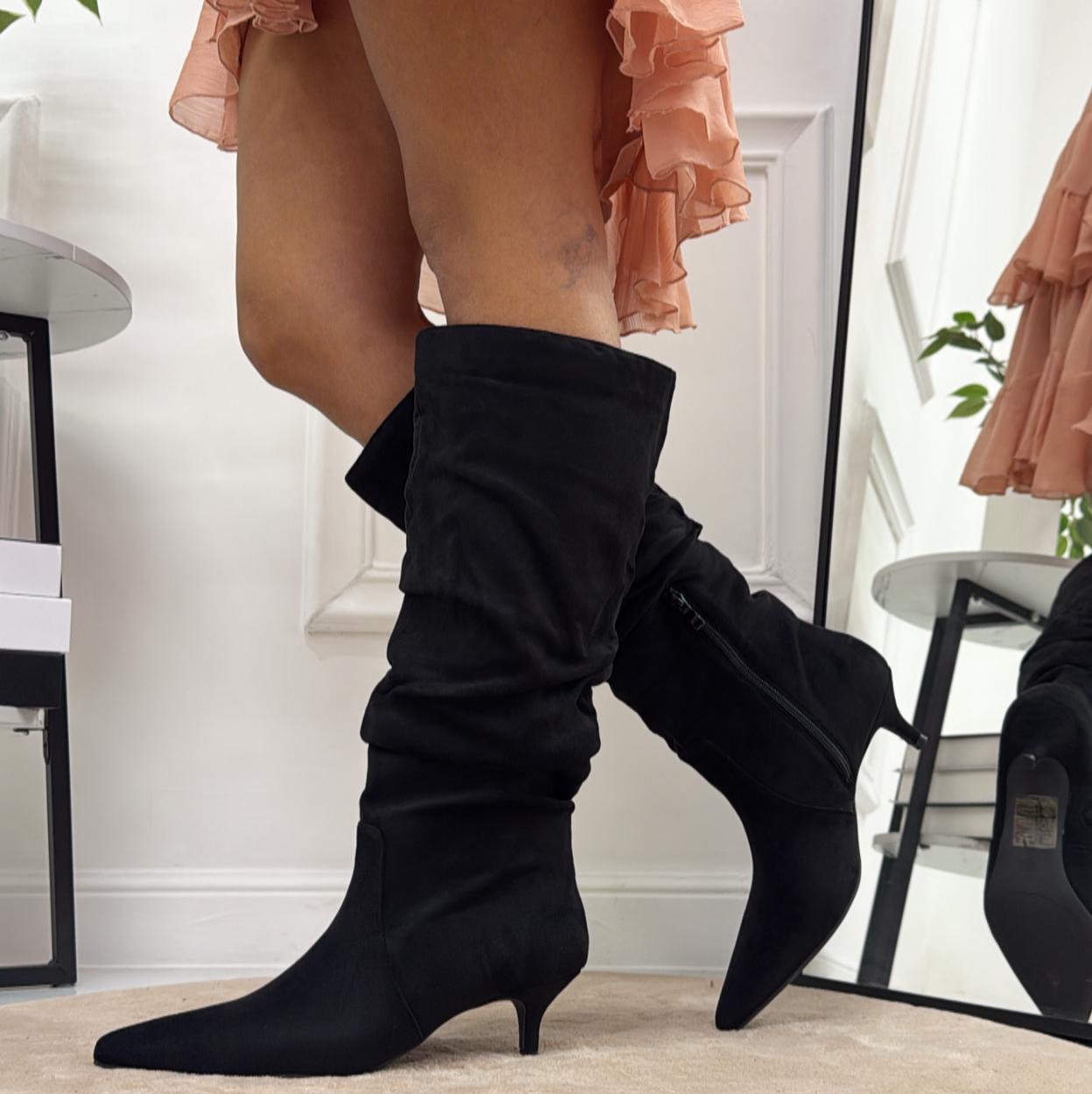 Milly - Stivale Donna Alto Tacco Punta Casual Elegante Nero