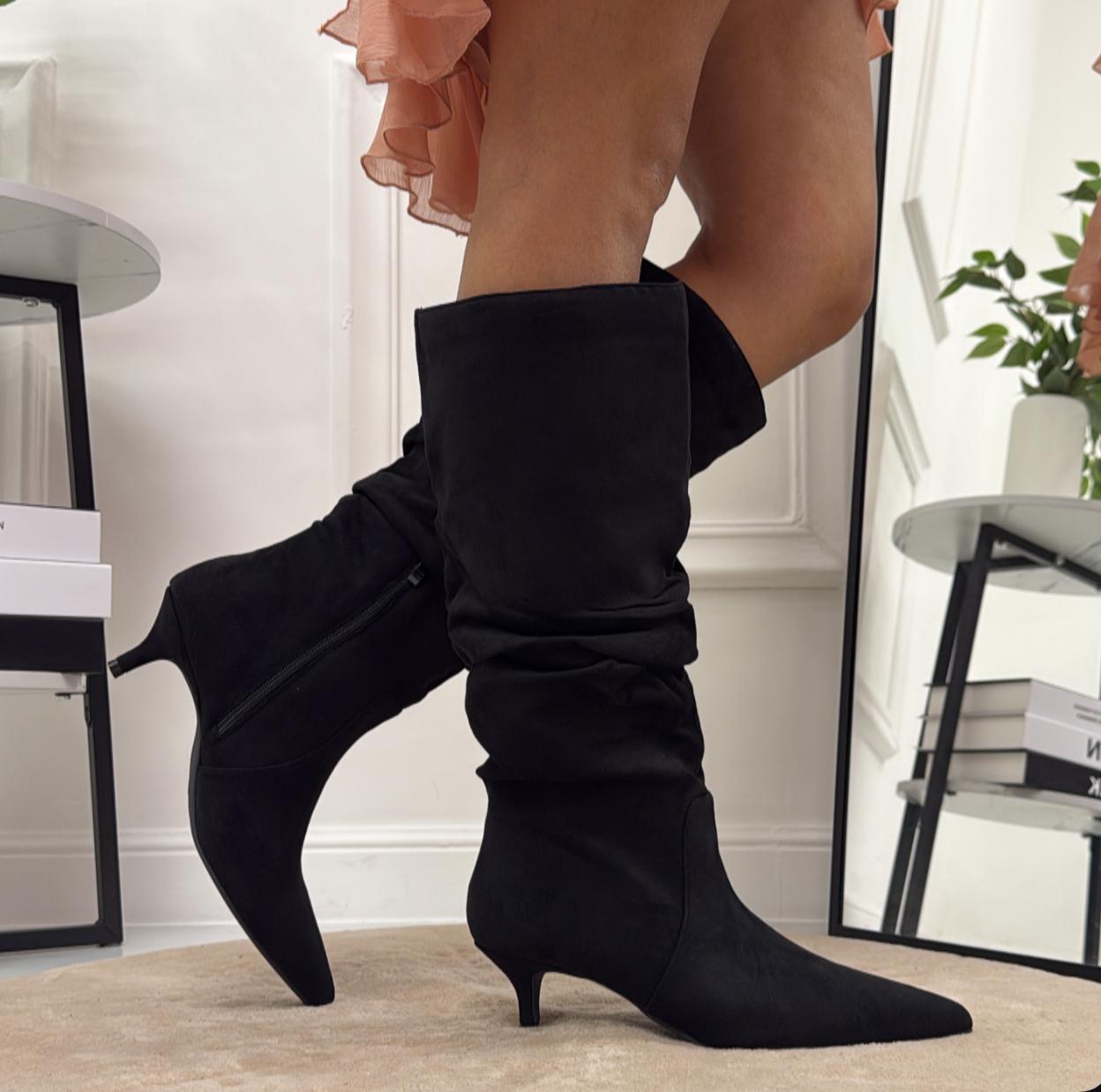 Milly - Stivale Donna Alto Tacco Punta Casual Elegante Nero