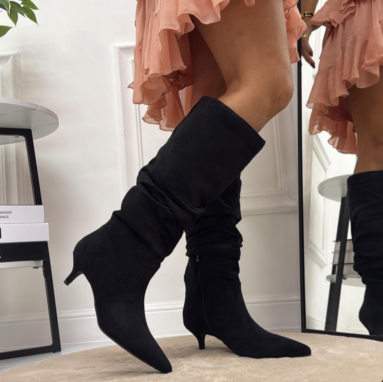 Milly - Stivale Donna Alto Tacco Punta Casual Elegante Nero