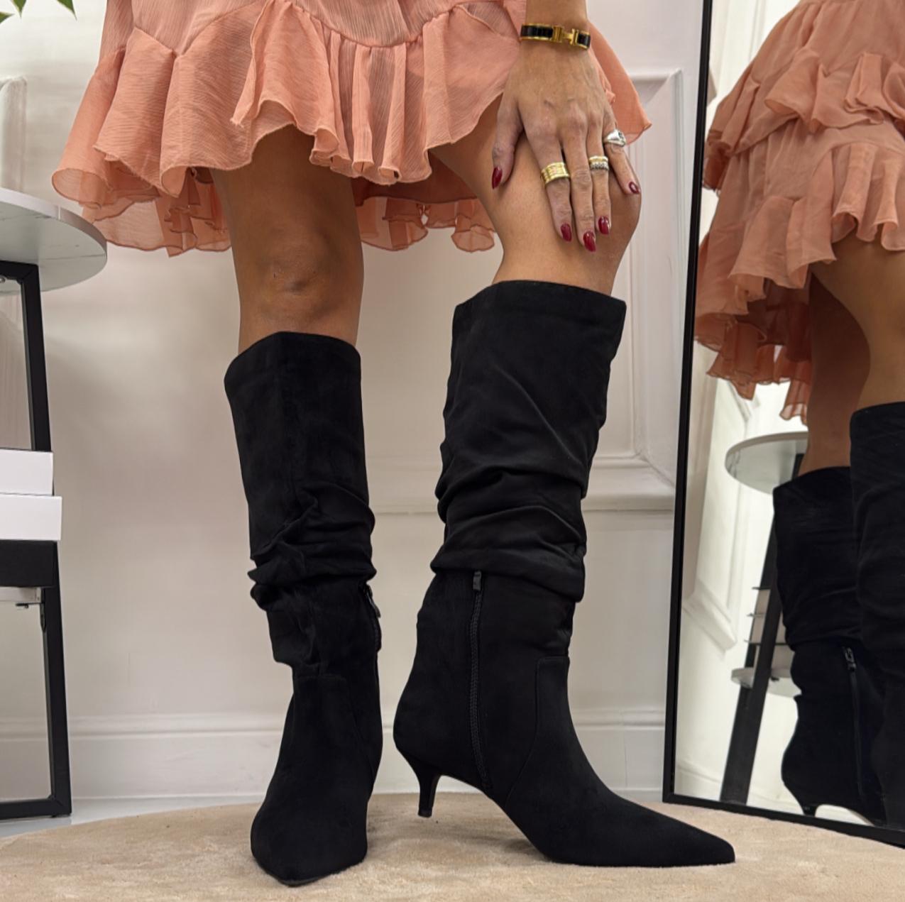 Milly - Stivale Donna Alto Tacco Punta Casual Elegante Nero