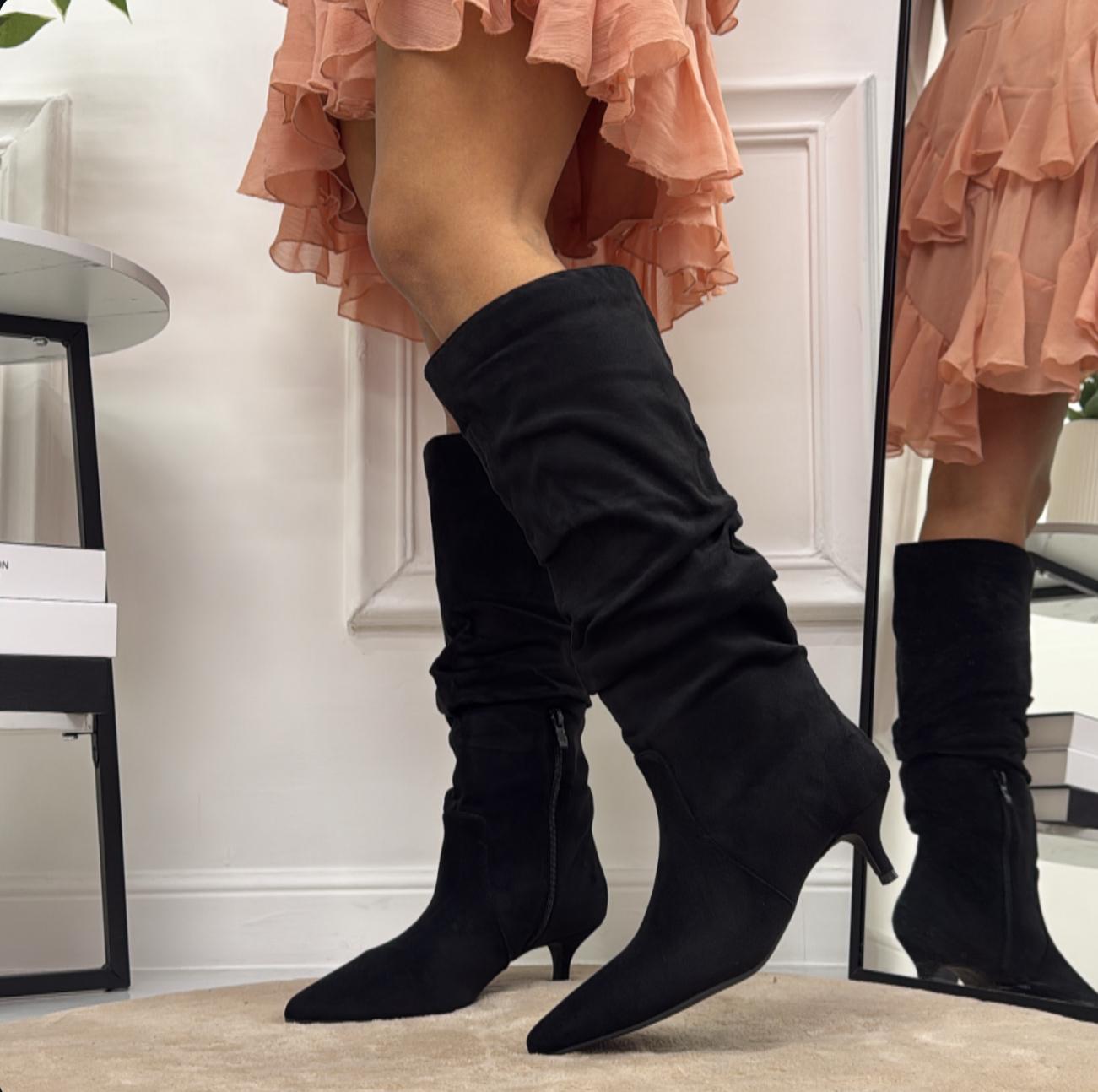 Milly - Stivale Donna Alto Tacco Punta Casual Elegante Nero