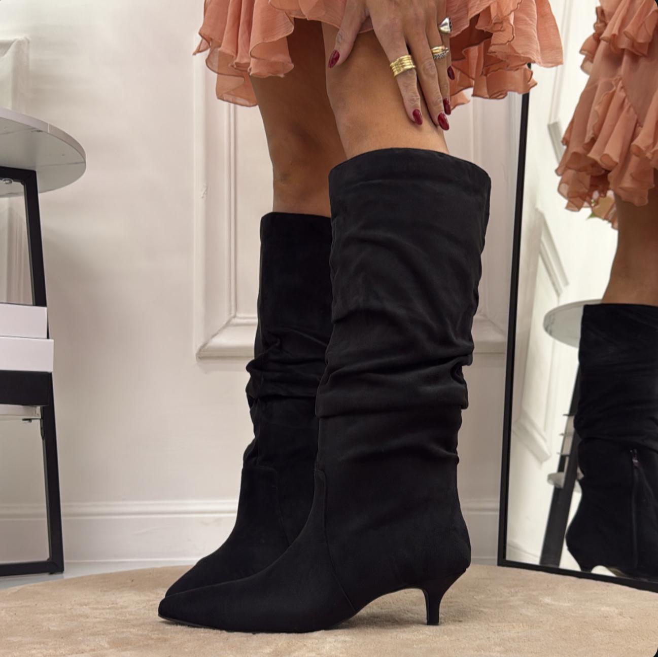 Milly - Stivale Donna Alto Tacco Punta Casual Elegante Nero