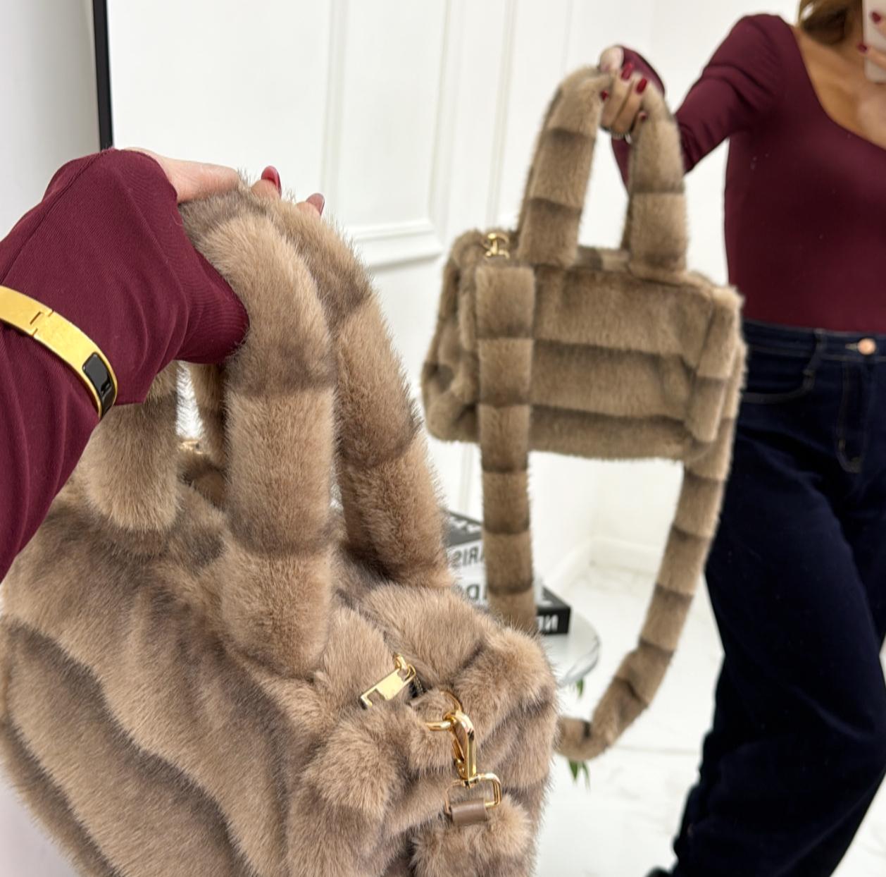 Londra - Borsa Clutch in Eco - Pelliccia