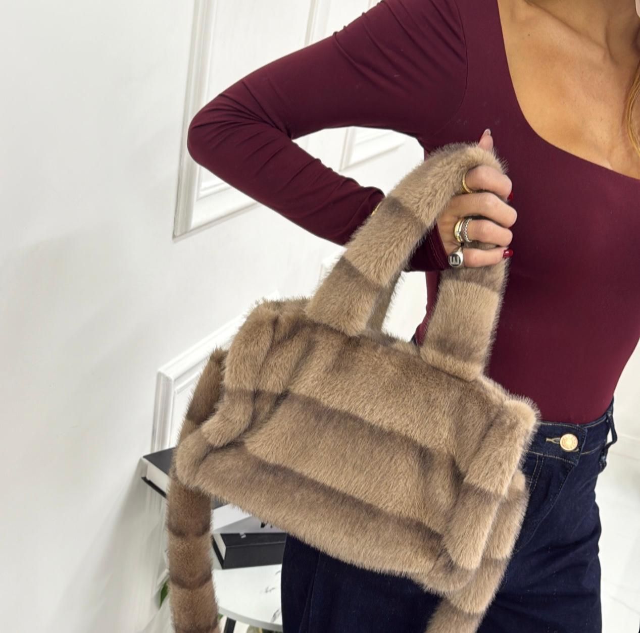 Londra - Borsa Clutch in Eco - Pelliccia