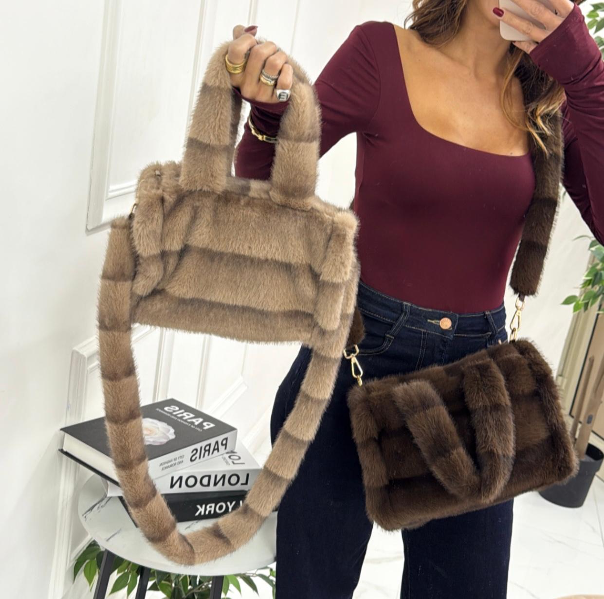 Londra - Borsa Clutch in Eco - Pelliccia